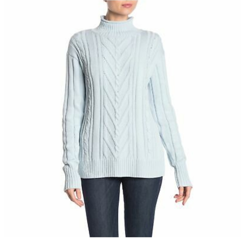J. CREW BLUE CABLE KNIT SWEATER SIZE SMALL